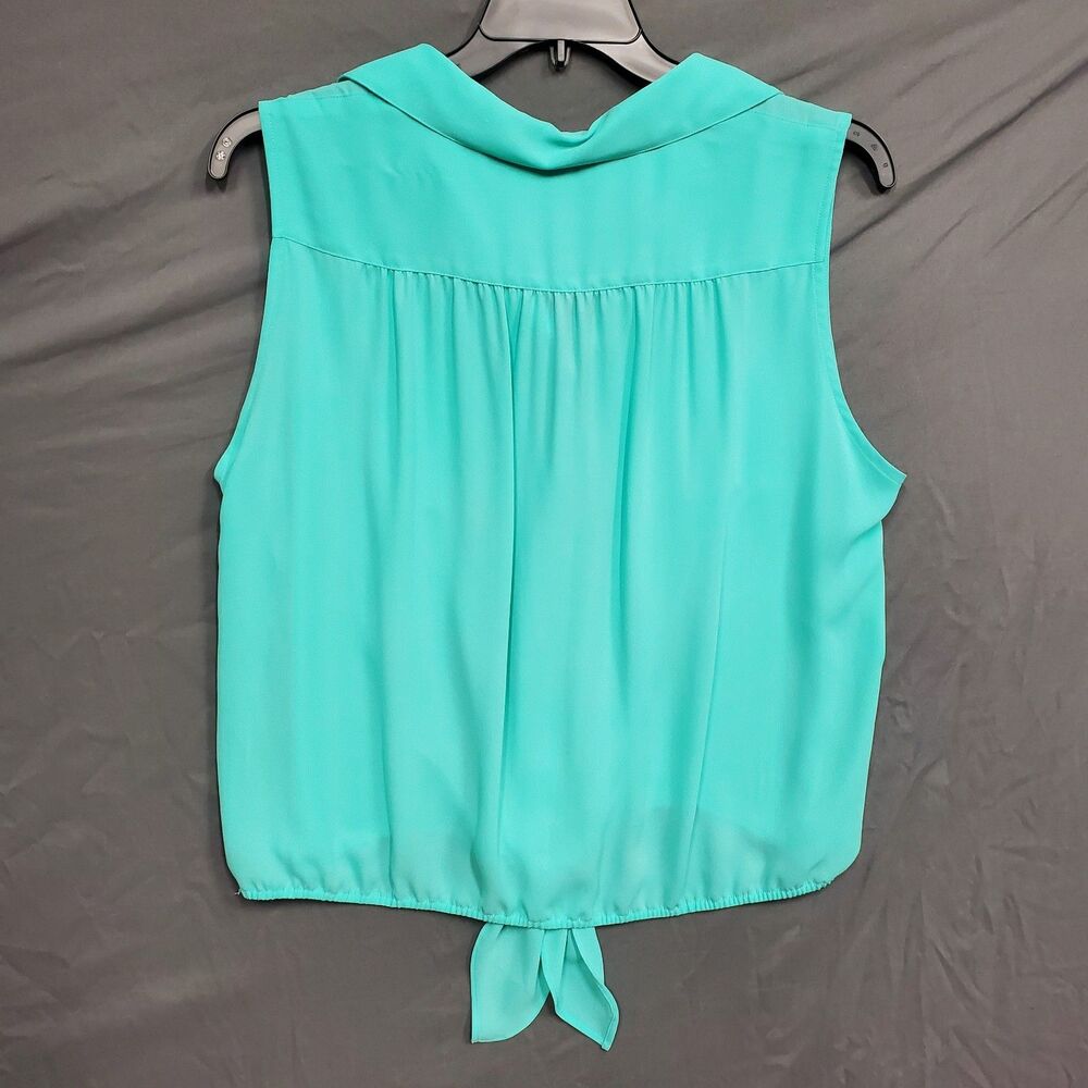 Chaus New York Womens Tie Front Aqua Blouse NWT - Picture 2 of 6